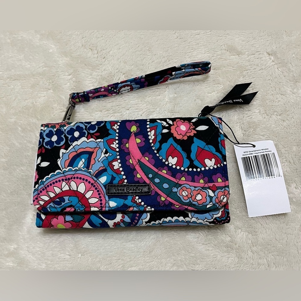NWT Vera Bradley RFID Smartphone Tech Wallet Wristlet Haymarket Paisley MSRP $59